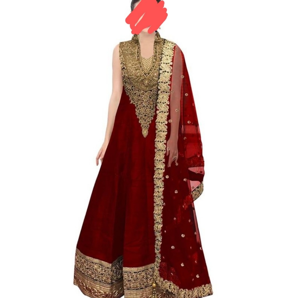 Red Anarkali indian suit .